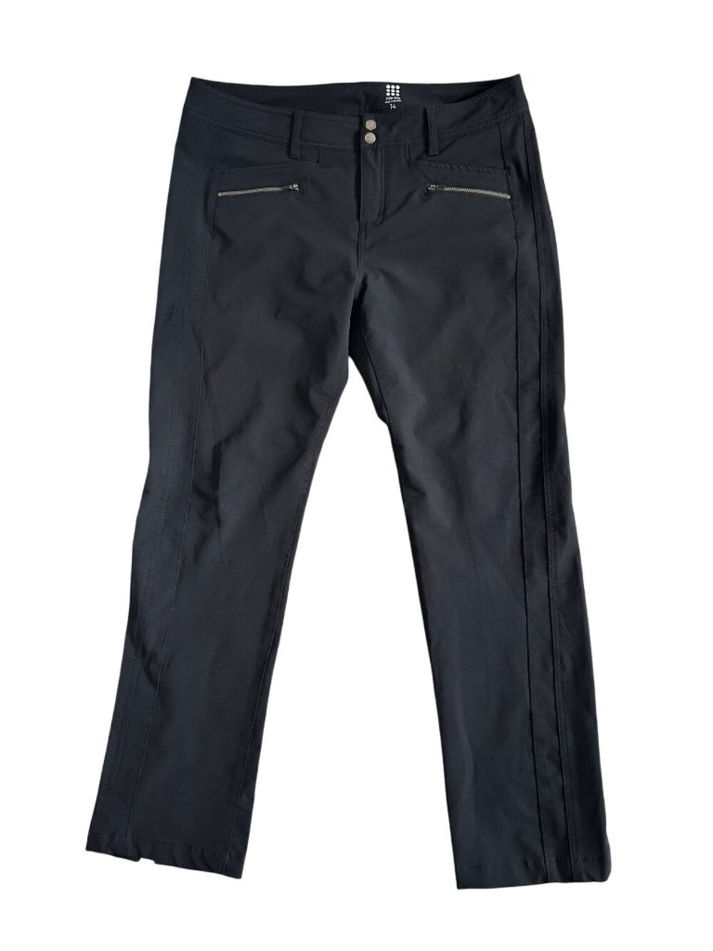 Title Nine Womens Sz 14 Black Brushed Tech Stretch Zip Pocket Pants